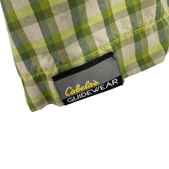 Cabela's Guidewear Mens Short Sleeve Green Plaid Shirt Nylon Size L - Picture 5 of 9